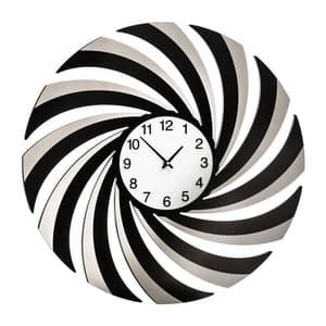 Veeto Contemporary Mirrored Swirl Wall Clock In Black And White