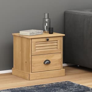 Vidor Wooden Bedside Cabinet With 2 Drawer In Brown