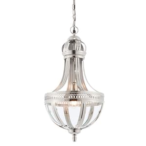 Vienna Clear Glass Pendant Light In Bright Nickel