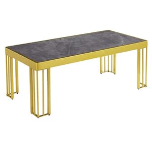 Worley Gloss Coffee Table In Grey Marble Effect With Gold Legs