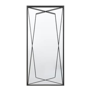 Wainscot Geometric Design Leaner Mirror In Black Frame