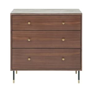 Wyatt Wooden Chest Of 3 Drawers With Marble Effect Glass Top