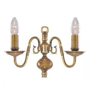 Flemish Antique Brass Wall Light With Metal Candle Covers - UK