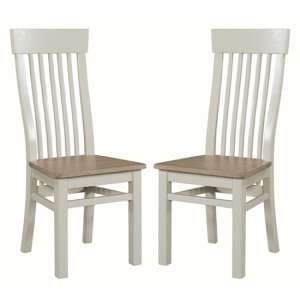 Trevino Wooden Dining Chairs In Stone In A Pair - UK