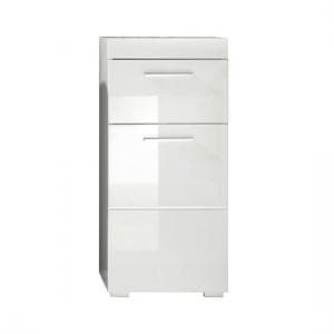 Amanda Bathroom Storage Cabinet In White With High Gloss Fronts