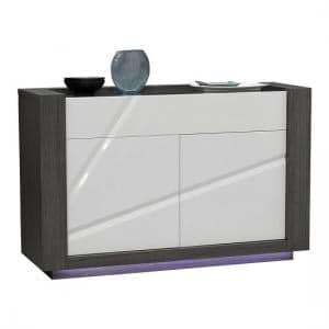 Quatro Glass Top Wooden Sideboard In White Gloss With LED Lights