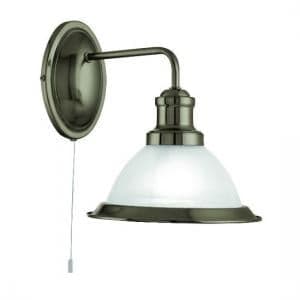 Bistro Acid Glass Shade Wall Light In Antique Brass Finish - UK