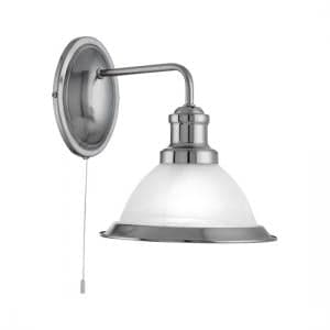 Bistro Acid Glass Shade Wall Light In Silver Finish - UK