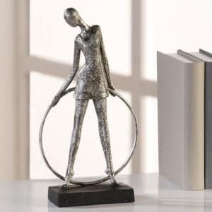 Artist Sculpture In Poly Metal Silver With Black Base