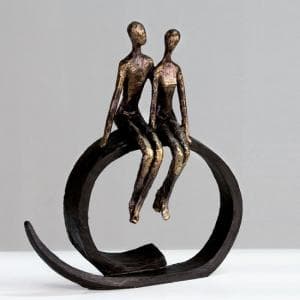 Close Sculpture In Bronze With Black Metal Ring