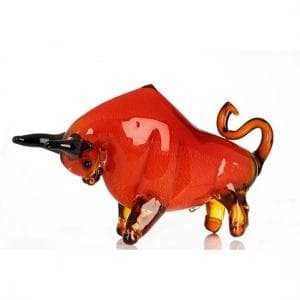 Bull Sculpture In Multicoloured Glass
