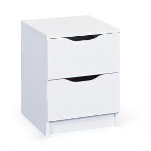 Crick Contemporary Bedside Cabinet In White With 2 Drawers