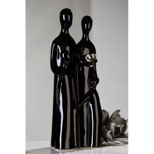 Familia Sculpture In Black And Silver Ceramic
