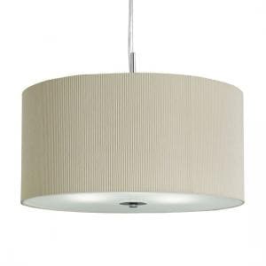 Large 3 Light Cream Drum Pendant With Frosted Glass Diffuser