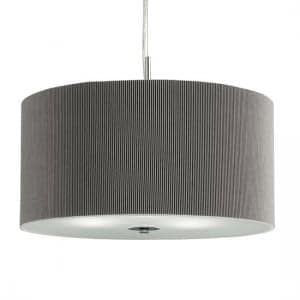 Large 3 Light Silver Drum Pendant With Frosted Glass Diffuser