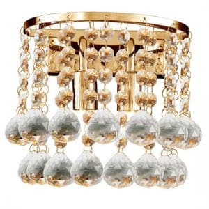 Hanna Gold Finish Double Wall Light With Clear Crystal Ball - UK