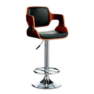Maddison Bar Stool In Black And Walnut With Chrome Base