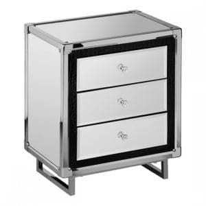 Medio Mirror Effect Top Bedside Cabinet With Steel Frame