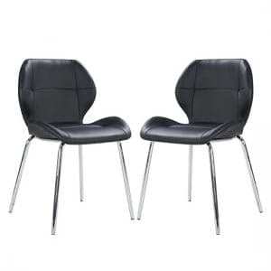 Darcy Dining Chair In Black Faux Leather in A Pair