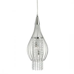 Rocket Chrome Cage Ceiling Pendant With Clear Crystal Buttons