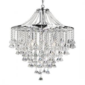 Dorchester 5 Lamp Chrome Ceiling Light With Crystal Buttons