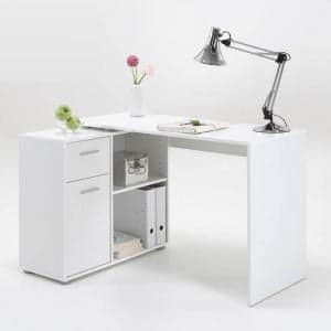Albea Corner Wooden Computer Desk In White