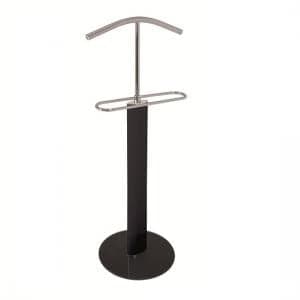 Maike Valet Stand In Chrome And Black Gloss With Black Glass