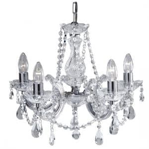 Marie Therese 5 Light Chrome Crystal Chandelier Ceiling Light