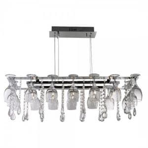 Vino 10 Lamp Chrome Crystal Ceiling Light With Wine Glass Trim