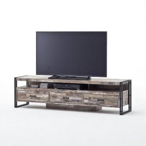 Lydia Vintage Style LCD TV Stand In Wooden Effect With 3 Drawers