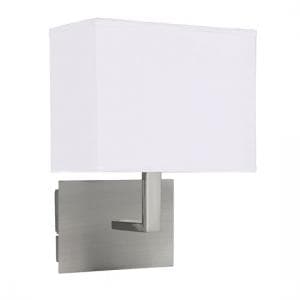 Satin Silver Wall Light With White Rectangular Fabric Shade - UK