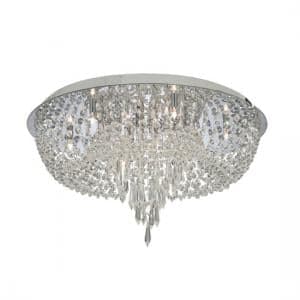 Bijoux 10 Lamp Chrome Ceiling Light With Crystal Trimmings