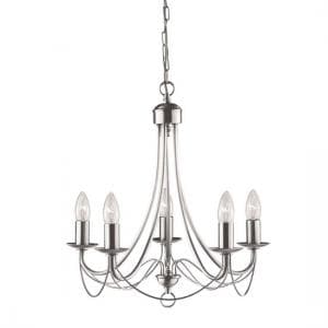 Maypole 5 Lamp Classically Styled Satin Silver Ceiling Light