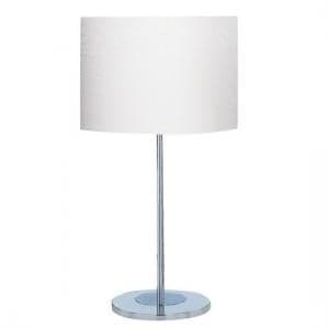 Chrome Round Base Table Lamp With White Fabric Shade