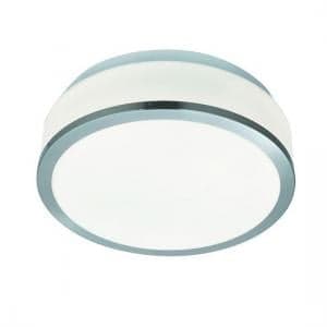 Discs Bathroom Lamp In Opal Glass Shape With Silver Trim - UK