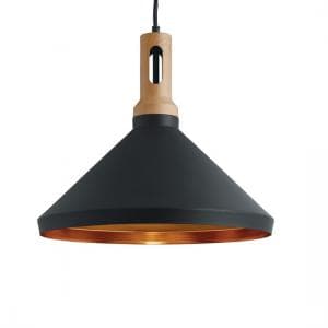 Cone Matt Black Pendant Lamp With Adjustable Ceiling Height - UK