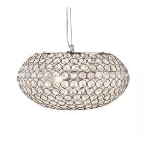 Chantilly 3 Lamp Chrome Oval Pendant With Clear Crystal Buttons