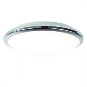 Chrome Bathroom Ceiling Led Lamp In Frosted Glass Shade - UK