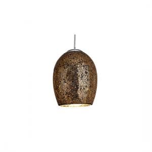 Crackle Bronze Mosaic Glass Dome Fitting With Satin Silver Trim