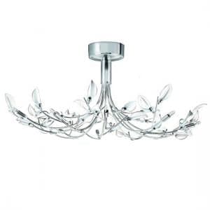 Wisteria Chrome Ceiling Light With White Frosted Glass Leaves
