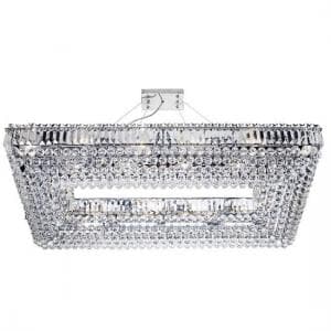 Vesuvius Chrome Rectangle Chandelier With Crystal Coffin Drops