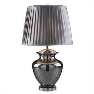 Urn Chrome Table Lamp With Smoked Glass And Pleated Shade