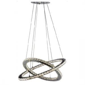 Clover Twin Ring Ceiling Pendant In Polished Chrome And Crystal