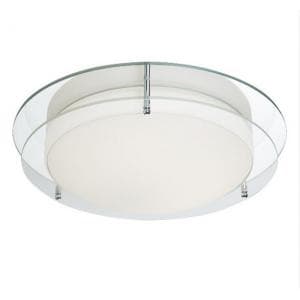 Chrome Ceiling Opal Glass Lamp With Mirror Backplate