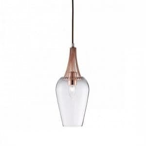 Whisk Copper Finish Pendant Lamp With Clear Glass Shade