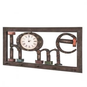 Marisa Wall Mount Coat Rack In Vintage With 5 Hooks And Clock