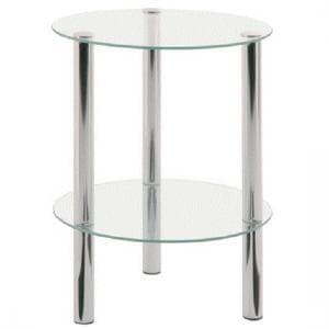 2 Tier Clear Glass Table With Chrome Legs