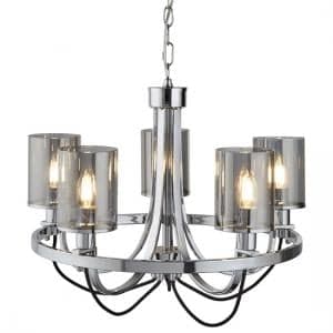 Catalina Chrome Ceiling Light With Smoked Glass Shades