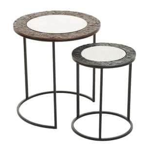 Akela Small Round Glass Top Set Of 2 Side Tables In Copper - UK