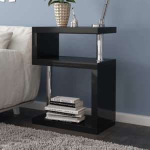 Albania High Gloss 3 Tiers Shelving Unit In Black